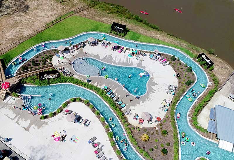 Live music near lazy river at Fireside RV Resort campground in Robert, Louisiana