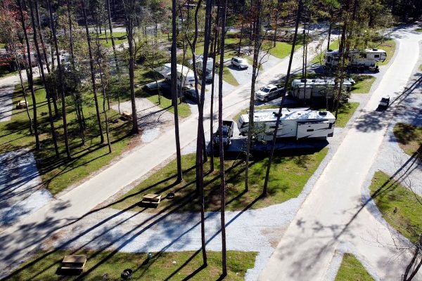 RV camp sites at Fireside RV Resort campground in Robert, Louisiana