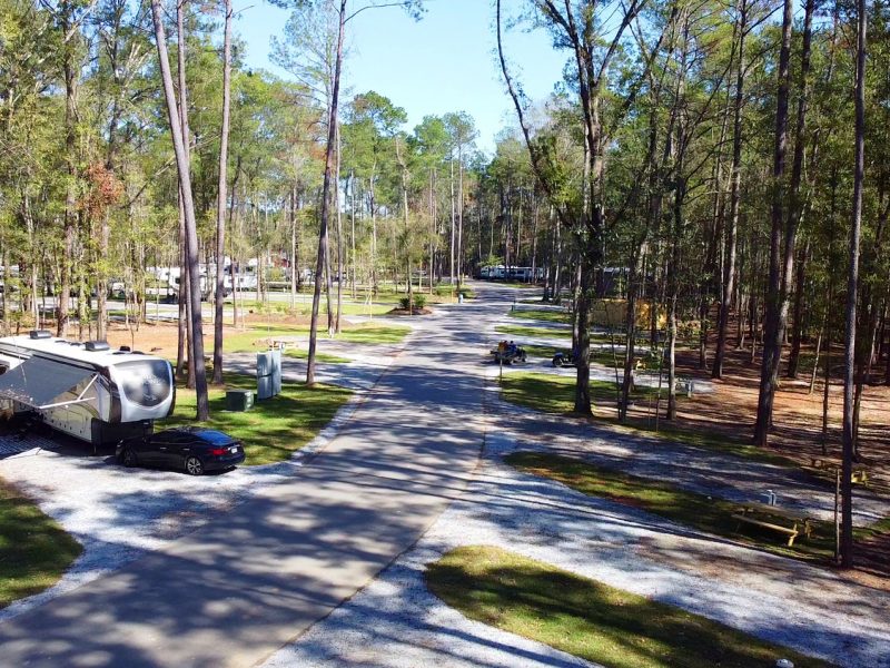 RV camp sites at Fireside RV Resort campground in Robert, Louisiana