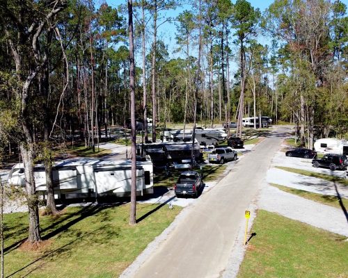 RV camp sites at Fireside RV Resort campground in Robert, Louisiana