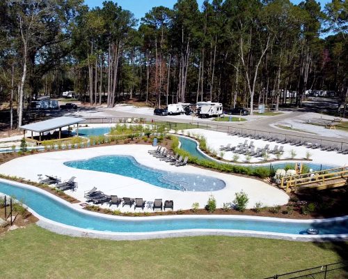 Lazy river at Fireside RV Resort campground in Robert, Louisiana